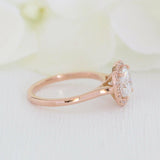 Halo Solitaire Engagement Ring 1.3ct Cushion Cut Diamond 14k Rose Gold Finish