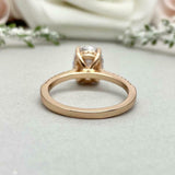 1.7ct Engagement Ring Oval Cut Diamond Solitaire with Accent 14k RoseGold Finish