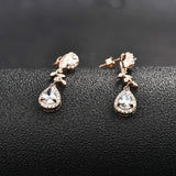 2ct Pear Cut VVS1D Diamond Halo Leaf Design Drop Earrings 14k Rose Gold Finish