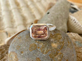 2.3ct Radiant Cut Peach Morganite Bezel Set Solitaire Ring 14k White Gold Finish