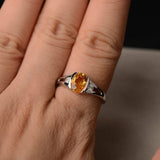 1ct Oval Cut Yellow Citrine Trilogy Wedding Engagement Ring 18k WhiteGold Finish