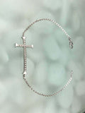 1.2ct Round Cut VVS1/D Diamond Cross Chain Design Bracelet 14k White Gold Finish