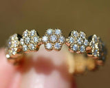 Floral Full Eternity Wedding Band 2.2ct Round Cut Diamond 14k Yellow Gold Finish