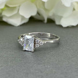 Accent Solitaire Engagement Ring 1.5ct Radiant Cut Diamond 14k White Gold Finish