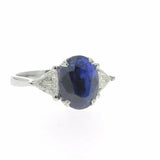 2ct Oval Cut Blue Sapphire Engagement Ring Trillion Accent 14k White Gold Finish