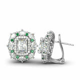 6Ct Radiant Cut Diamond Emerald Gatsby Cocktail Stud Earring 14K White Gold Over