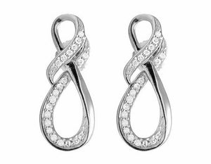 1ct Round Cut Diamond Infinity Design Dangle Earrings Women 14k WhiteGold Finish