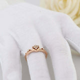 0.5ct Round Cut VVS1D Diamond Engagement Ring Crown Design 14k Rose Gold Finish