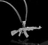 1Ct Round Cut VVS1/D Diamond Gun Style Pendant 14K White Gold Finish NO CHAIN