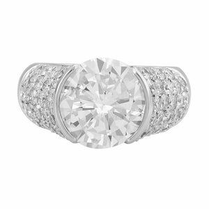 3Ct Round Cut Diamond Wide Solitaire Ring 14K White Gold Finish Cluster Accents