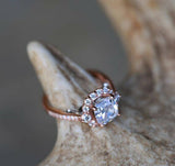 1.5ct Cushion Cut VVS1D Diamond Engagement Ring 14k Rose Gold Finish Bridal Set