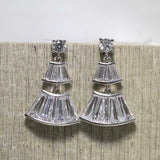 2ct Baguette Diamond Chandelier Dress Fan Shape Drop Earrings 14k WhiteGold Over