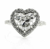 4Ct Heart Cut Diamond Hidden Halo Solitaire Engagement Ring 14K White Gold Over