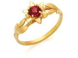 1ct Round Pink Ruby Floral Leaves Solitaire Engagement Ring 14k Yellow Gold Over