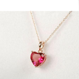 1.5Ct Heart Cut Pink Ruby Solitaire Lovers Pendant 14K Rose Gold Finish NO CHAIN