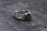 1.6ct Engagement Ring Round Cut Green Emerald Split Shank 14k White Gold Finish