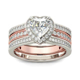 3Ct Heart Cut Diamond Removable Band Inside Ring Engagement 14K Dual Gold Finish