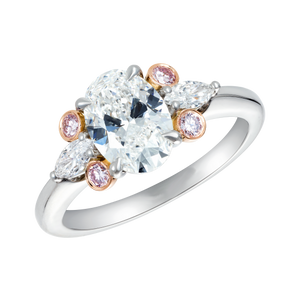 3Ct Oval Cut Diamond Engagement Ring 14K Dual Gold Finish Round Morganite Accent