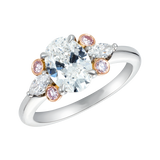 3Ct Oval Cut Diamond Engagement Ring 14K Dual Gold Finish Round Morganite Accent