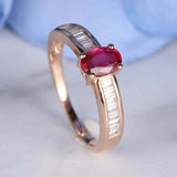 2ct Oval Pink Ruby Baguette Diamond Accents Engagement Ring 14k Yellow Gold Over