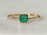 1.23ct Princess Cut Green Emerald Solitaire Engagement Ring 14k Yellow Gold Over