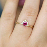 1.2ct Round Cut Pink Ruby Engagement Ring 14k Yellow Gold Finish Queen Crown