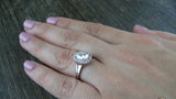 2ct Oval Cut VVS1D Diamond Engagement Ring 14k WhiteGold Finish Halo Split Shank