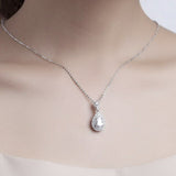 2ct Pear Cut VVS1D Diamond Pendant Chain Double Halo 14k White Gold Finish