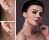 2ct Stud Earrings Oval London Blue Topaz Stylish Partywear 14k White Gold Finish