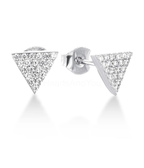 1.2ct Round Cut Moissanite Pyramid Pave Stud Earrings 14k White Gold Plated