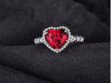 2ct Engagement Ring Heart Cut Pink Ruby Diamond Accent Halo 14k WhiteGold Finish