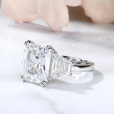 4Ct Radiant Trapezoid Diamond Three Stone Engagement Ring 14K White Gold Finish