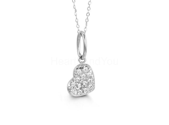 0.12ct Round Cut Moissanite Cluster Heart Pendant 14k White Gold Plated NO CHAIN