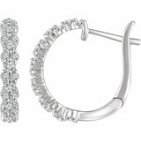 1ct Round Cut VVS1 D Diamond Clustered Hoop Earrings Women 14k White Gold Finish