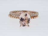 2Ct Oval Cut Peach Morganite Bridal Set Engagement Ring Band 18K Rose Gold Over