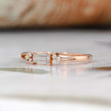 1ct Baguette Cut Diamond Engagement Ring Petite Minimalist 14k Rose Gold Finish