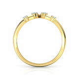 1ct Engagement Ring Round Cut Diamond Cuff Design 14k Yellow Gold Finish