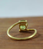 1ct Engagement Ring Round Cut Green Peridot Bypass Solitaire 14k YellowGold Over