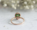 2.5Ct Oval Cut Green Emerald Diamond Halo Engagement Ring 14K Rose Gold Finish