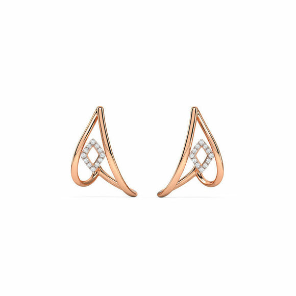 0.7ct Drop Earrings Round Cut Diamond Geometric Stylish 14k Rose Gold Finish