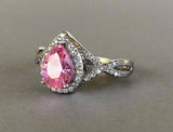 2ct Pear Cut Pink Sapphire Halo Infinity Engagement Ring 14k White Gold Finish