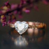 1ct Heart Simulated Diamond Solitaire with Accents Ring 14K Yellow Gold Plated