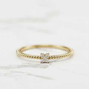 Dainty Minimalist Engagement Ring 0.3ct Round Cut Diamond 14k Yellow Gold Finish