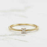 Dainty Minimalist Engagement Ring 0.3ct Round Cut Diamond 14k Yellow Gold Finish