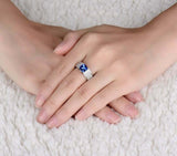 5ct Cushion Cut Blue Tanzanite Cluster Men Engagement Ring 14k White Gold Finish