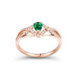 3Ct Pear Cut Green Emerald Diamond Split Band Engagement Ring 14K Rose Gold Over