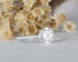 1.2ct Round Cut VVS1D Diamond Solitaire with Accents Ring 14k White Gold Finish