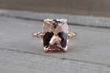 1ct Cushion Cut Peach Morganite Filigree Engagement Ring 18k Rose Gold Finish