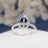 1ct Pear Cut Blue Sapphire Engagement Ring 14k White Gold Finish Halo Promise