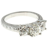 2ct Round Cut Diamond Engagement Ring Vintage Trilogy 14k White Gold Finish